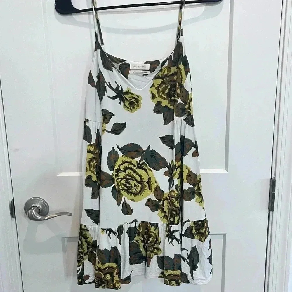 Urban Outfitters floral print mini dress tunic top spaghetti strap tank size S - Picture 5 of 8